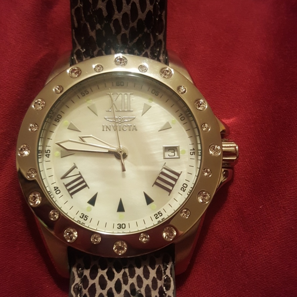 Invicta Angel "snake skin" leather watch